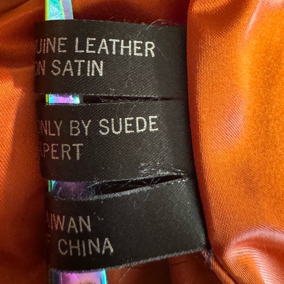 1970s Deerskin Trading Post 100% Suede open front Boho jacket in orange.Size 14 - Picture 5 of 9